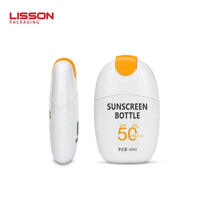 Frasco de protetor solar vazio e ecológico para um estilo de vida sustentável.