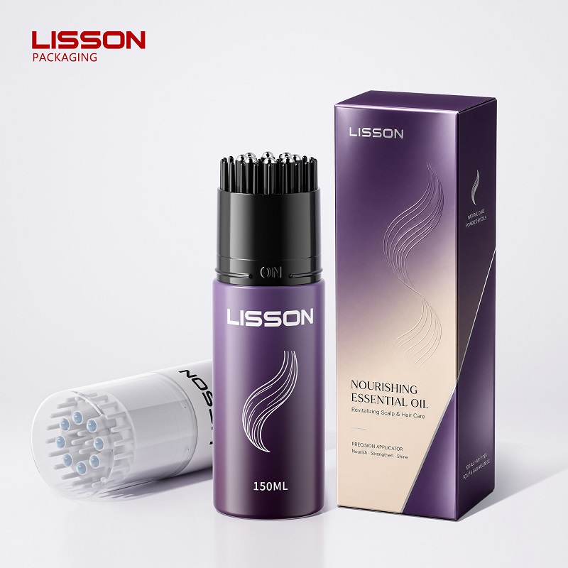 Frasco de óleo capilar de 50 mm com pente massageador de 8 rolos